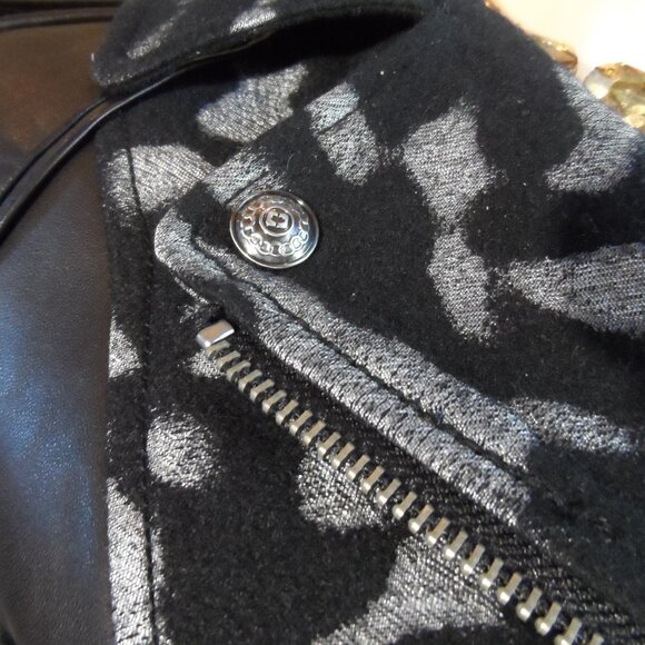 Diane Von Furstenberg Black Leather Skirt /Wool/Leather Moto Jacket Set Size 2/4 - Picture 8 of 16